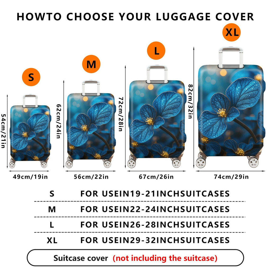 1-Piece Blue Floral Nature Abstract Artistic Elegant  Suitcase Luggage Cover, Stretch Protective Sleeve
