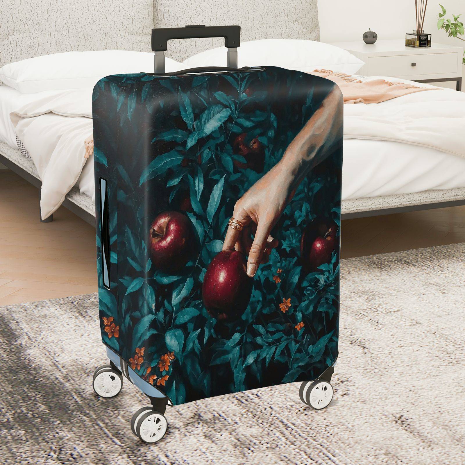 1-Piece Artistic Hand Apple Nature Botanical Floral  Suitcase Luggage Cover, Stretch Protective Sleeve