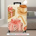 1-Piece Gift Coffee Leopard Candy Ornament Holiday  Suitcase Luggage Cover, Stretch Protective Sleeve
