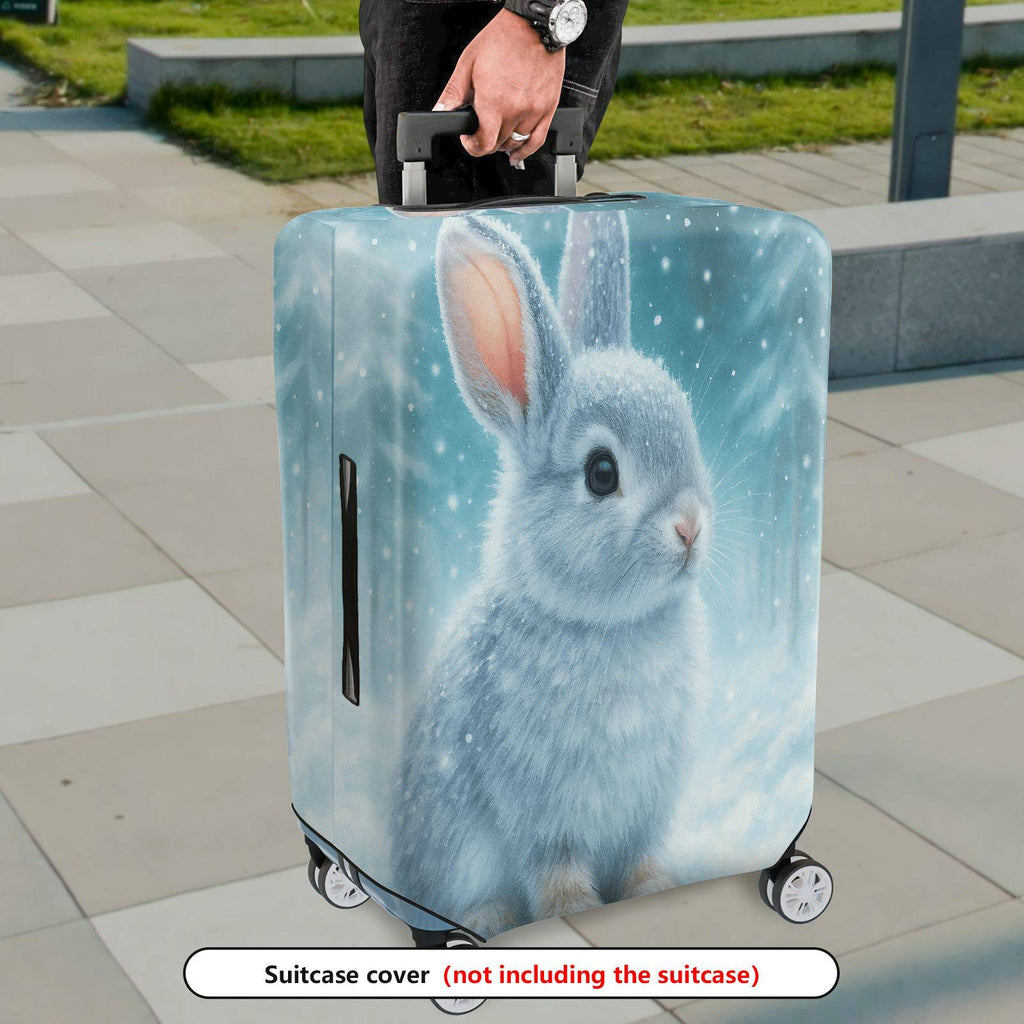 1-Piece Rabbit Snow Winter Animal Cute Nature  Suitcase Luggage Cover, Stretch Protective Sleeve