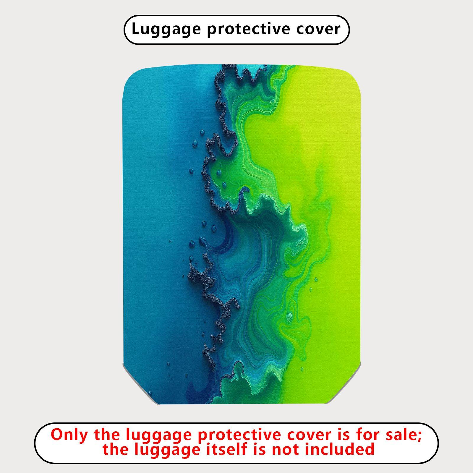 1-Piece Abstract Ocean Wave Fusion Colorful Vibrant Artistic  Suitcase Luggage Cover, Stretch Protective Sleeve