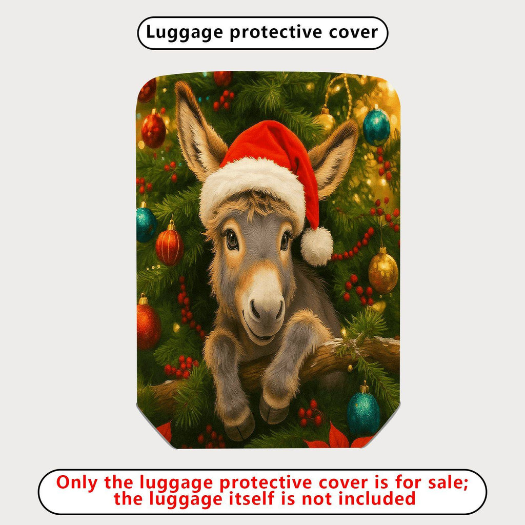 1-Piece Christmas Donkey Santa Ornament Festive Holiday  Suitcase Luggage Cover, Stretch Protective Sleeve