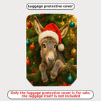 1-Piece Christmas Donkey Santa Ornament Festive Holiday  Suitcase Luggage Cover, Stretch Protective Sleeve