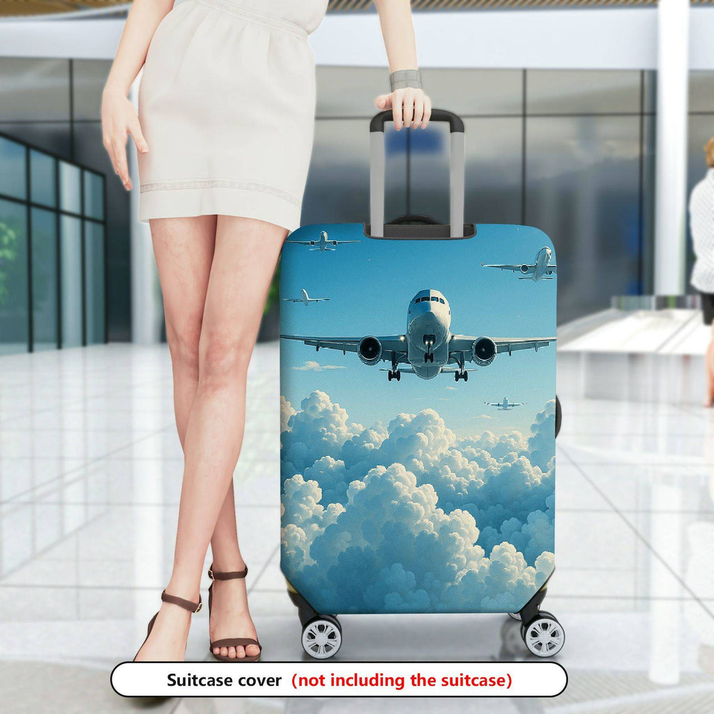 1-Piece Airplane Cloud Sky Travel Adventure Journey  Suitcase Luggage Cover, Stretch Protective Sleeve