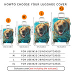 1-Piece Cute Golden Retriever Swimming Water Splash Travel Animal  Suitcase Luggage Cover, Stretch Protective Sleeve