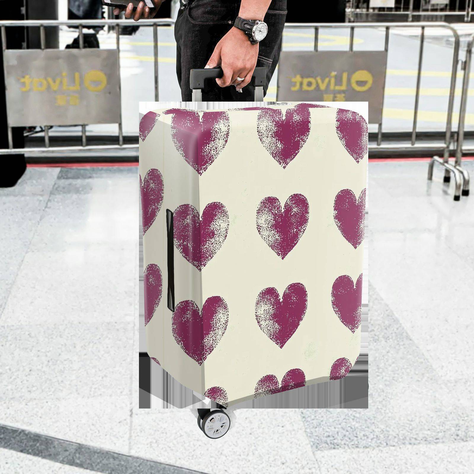 1-Piece Heart Pattern Romantic Love Passion Holiday Vacation  Suitcase Luggage Cover, Stretch Protective Sleeve