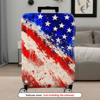 1-Piece American Flag Red White Blue Stars Abstract Fireworks  Suitcase Luggage Cover, Stretch Protective Sleeve