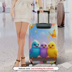 1-Piece Cute Birds Floral Sky Butterfly Colorful  Suitcase Luggage Cover, Stretch Protective Sleeve