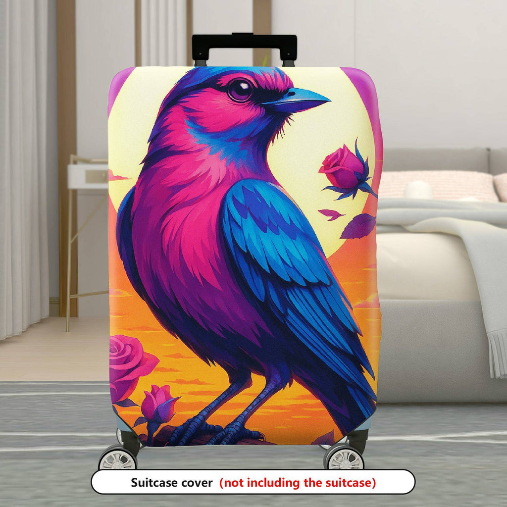 1-Piece Colorful Bird Rose Sunset Artistic Bright  Suitcase Luggage Cover, Stretch Protective Sleeve