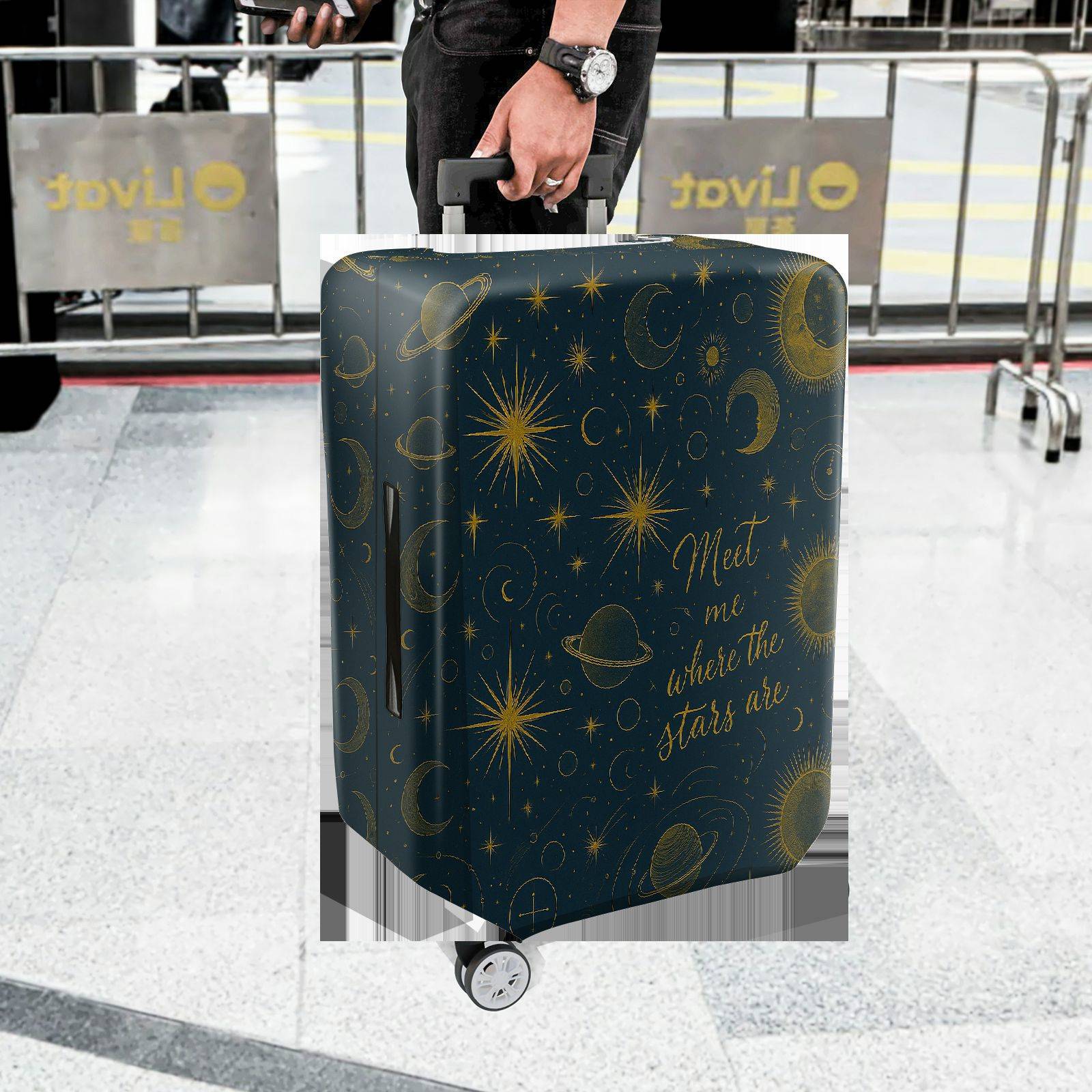 1-Piece Starry Night Cosmic Astral Universe Astronomy  Suitcase Luggage Cover, Stretch Protective Sleeve