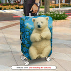 1-Piece Cute Bear Floral Blue Sky Butterfly  Suitcase Luggage Cover, Stretch Protective Sleeve