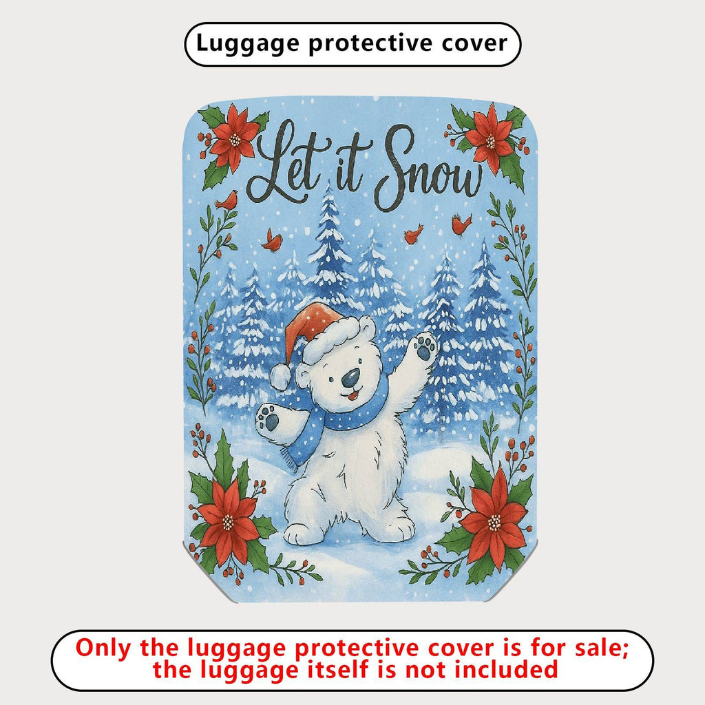 1-Piece Bear Winter Snow Christmas Holiday Floral  Suitcase Luggage Cover, Stretch Protective Sleeve
