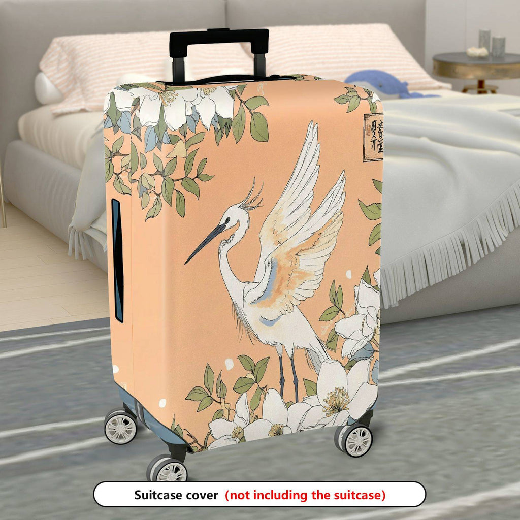 1-Piece Elegant Bird Floral Art  Suitcase Luggage Cover, Stretch Protective Sleeve