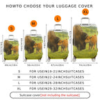 1-Piece Buffalo Landscape Pastoral Nature Animal Herd  Suitcase Luggage Cover, Stretch Protective Sleeve