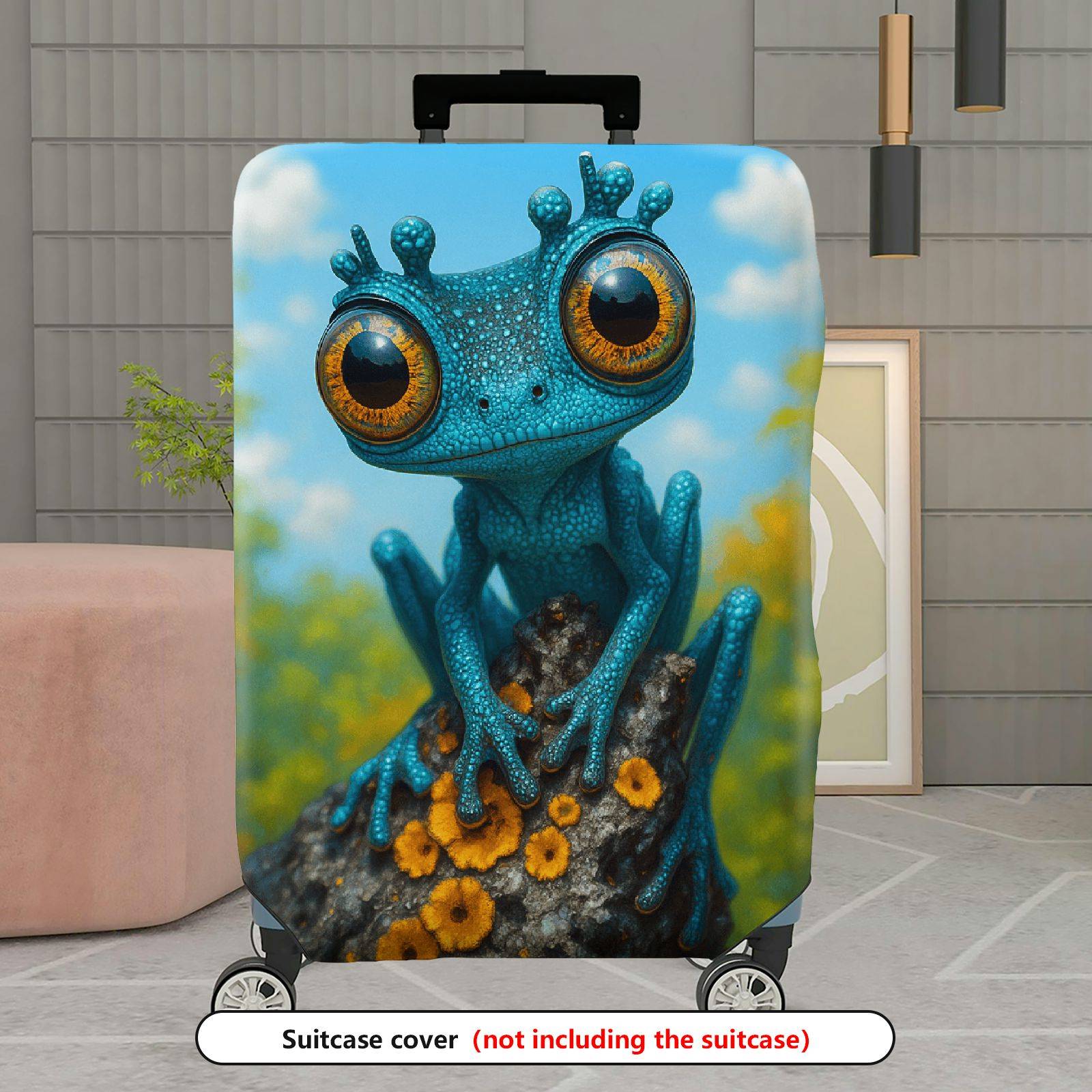 1-Piece Blue Frog Forest Nature  Cute Animal  Suitcase Luggage Cover, Stretch Protective Sleeve