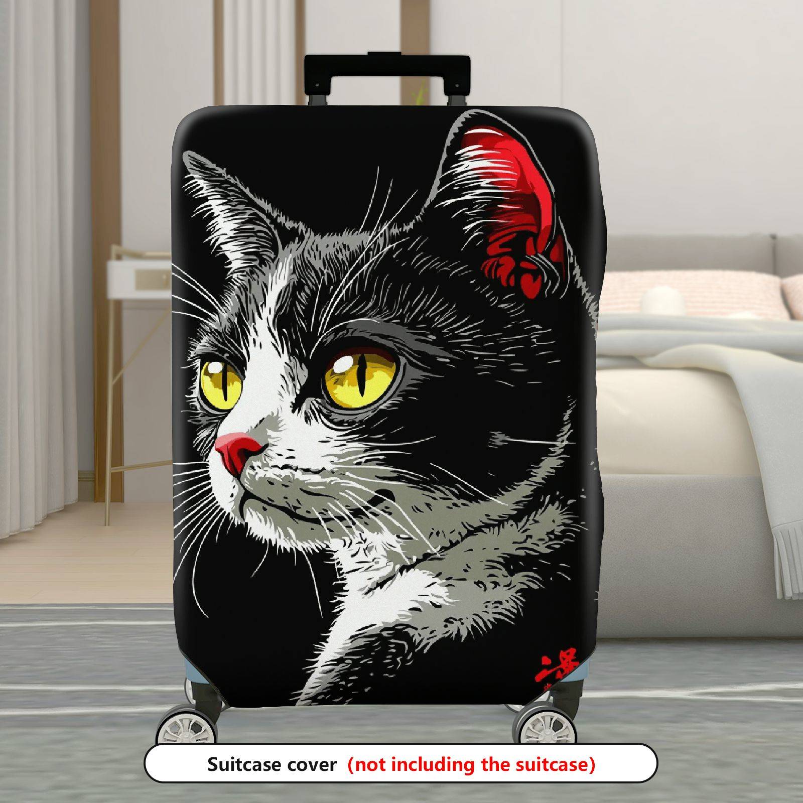 1-Piece Cat Graphic Artistic Stylish Unique Chic  Suitcase Luggage Cover, Stretch Protective Sleeve