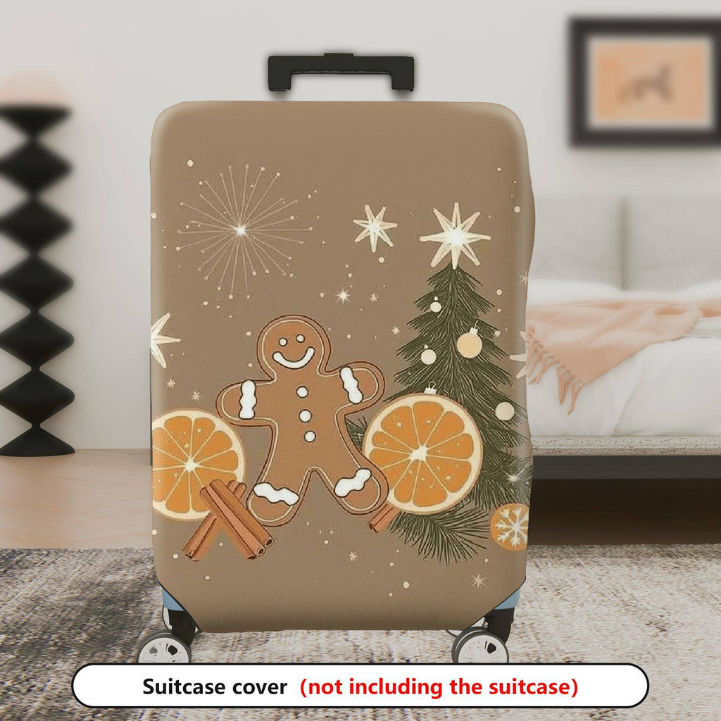 1-Piece Gingerbread Orange Cinnamon Christmas Holiday Star  Suitcase Luggage Cover, Stretch Protective Sleeve