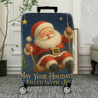 1-Piece Santa Claus Christmas Holiday Joyful Star  Suitcase Luggage Cover, Stretch Protective Sleeve