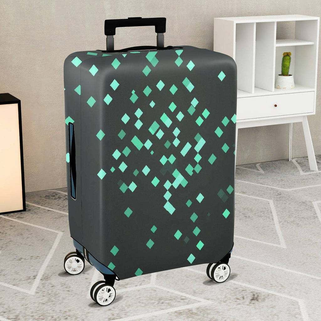1-Piece Green Geometric Pattern Modern Stylish Chic Travel  Suitcase Luggage Cover, Stretch Protective Sleeve