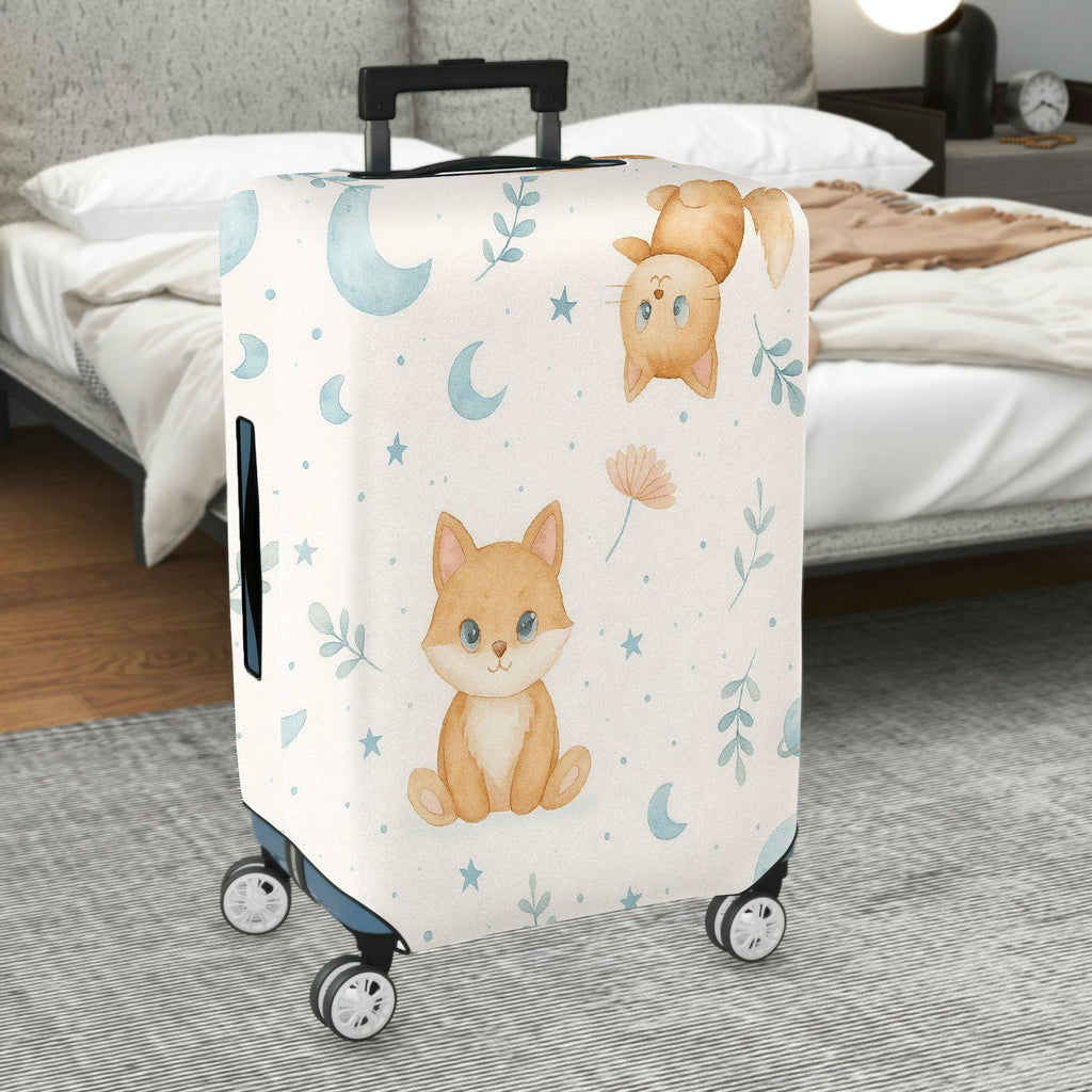 1-Piece Cute Fox Star Moon Floral Sky  Suitcase Luggage Cover, Stretch Protective Sleeve