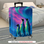 1-Piece Penguin Aurora Winter Night Sky Landscape Arctic  Suitcase Luggage Cover, Stretch Protective Sleeve