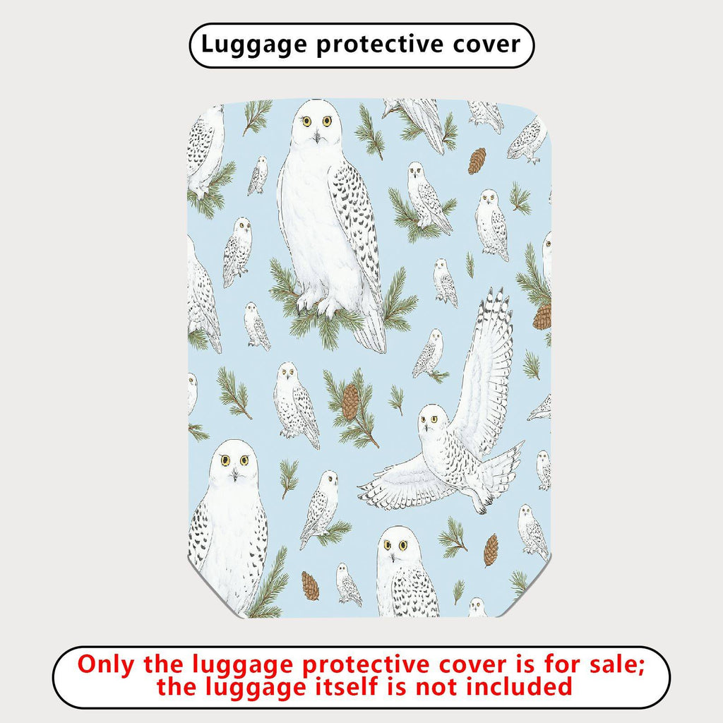1-Piece Owl Pinecone Pattern Snow Landscape Winter Animal  Suitcase Luggage Cover, Stretch Protective Sleeve