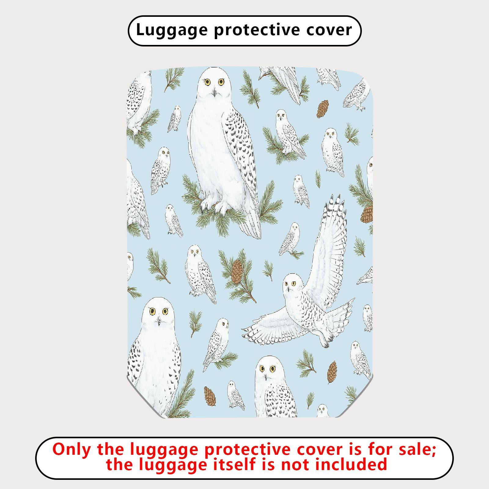 1-Piece Owl Pinecone Pattern Snow Landscape Winter Animal  Suitcase Luggage Cover, Stretch Protective Sleeve