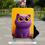 1-Piece Cute Furry Purple Cat Yellow  Suitcase Luggage Cover, Stretch Protective Sleeve