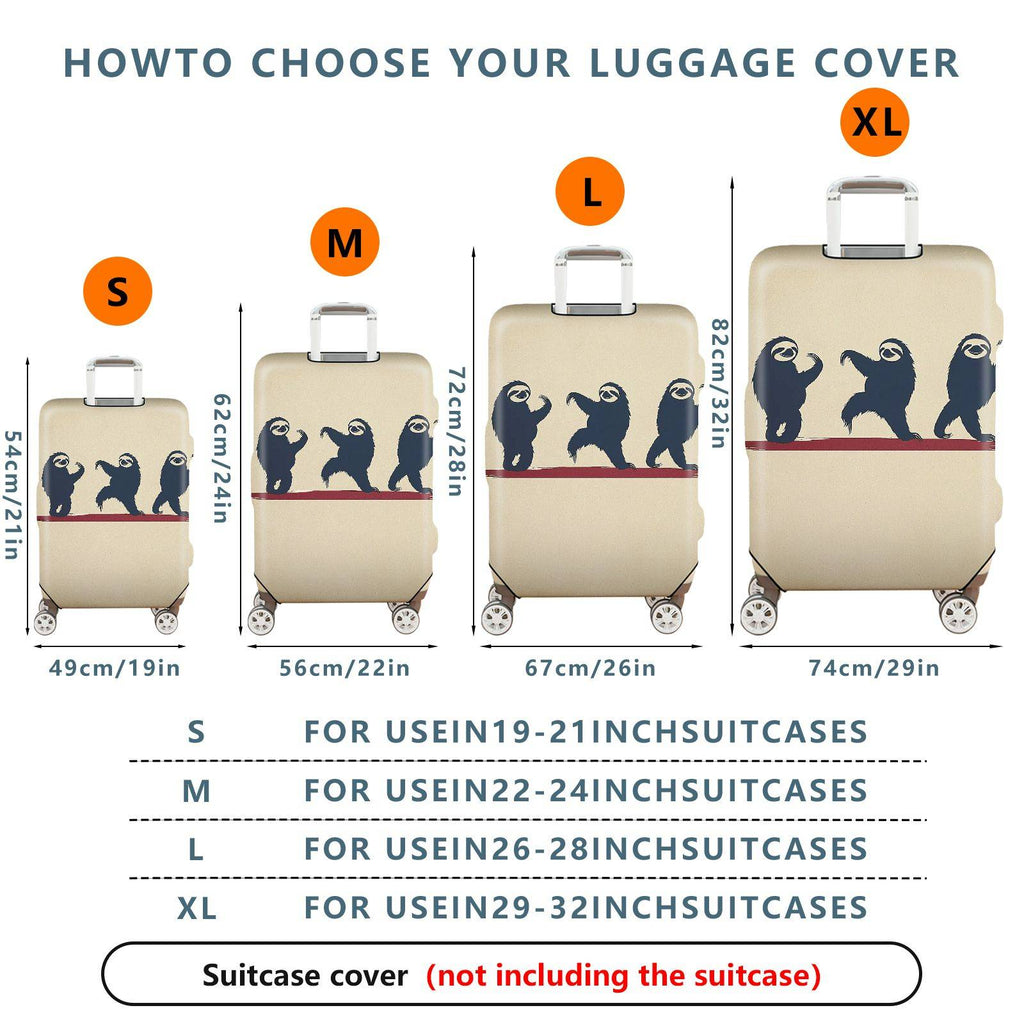 1-Piece Sloth Dance Pattern Fun Cute Animal  Art Beige  Suitcase Luggage Cover, Stretch Protective Sleeve
