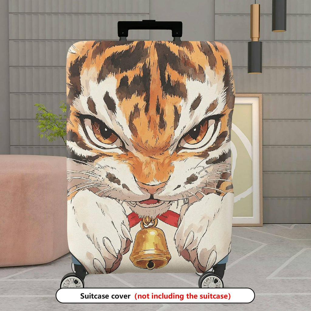 1-Piece Animal Tiger Pattern Protector Bells Ears Whiskers  Suitcase Luggage Cover, Stretch Protective Sleeve
