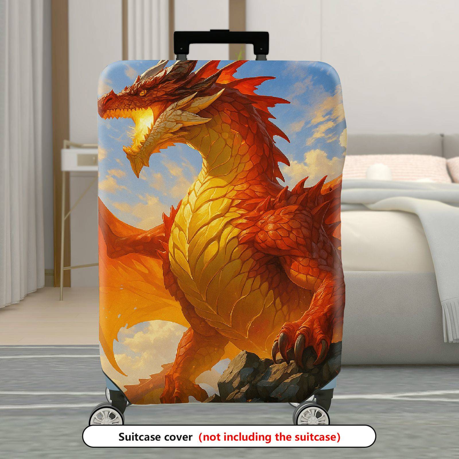 1-Piece Fiery Dragon Fantasy Adventure Mythical Creature Artistic  Suitcase Luggage Cover, Stretch Protective Sleeve