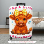 1-Piece Cute Cow  Floral Bowknot Funny Text  Suitcase Luggage Cover, Stretch Protective Sleeve