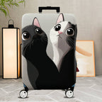 1-Piece Cat Black White Cute Adorable Playful  Suitcase Luggage Cover, Stretch Protective Sleeve