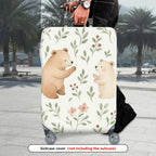 1-Piece Cute Bear Floral  Pattern  Suitcase Luggage Cover, Stretch Protective Sleeve