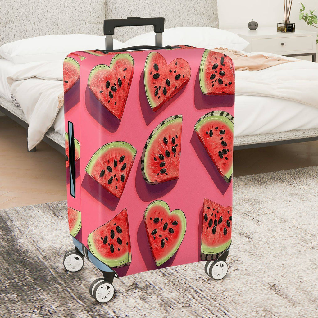1-Piece Watermelon Heart Fruit Pink Cute Fun Colorful  Suitcase Luggage Cover, Stretch Protective Sleeve