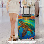 1-Piece Ocean Turtle Sunrise Floral Nature Travel  Suitcase Luggage Cover, Stretch Protective Sleeve