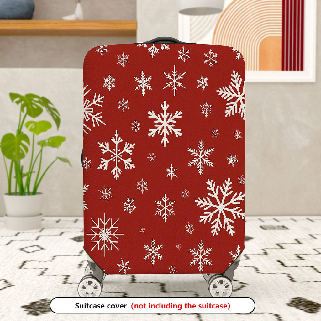 1-Piece Red White Snowflake Christmas Holiday Winter Pattern  Suitcase Luggage Cover, Stretch Protective Sleeve