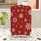 1-Piece Red White Snowflake Christmas Holiday Winter Pattern  Suitcase Luggage Cover, Stretch Protective Sleeve