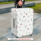 1-Piece Snowy Landscape Holiday Dog Winter Christmas Tree  Suitcase Luggage Cover, Stretch Protective Sleeve