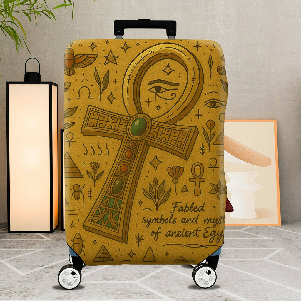 1-Piece Ancient Egyptian Hieroglyphic Ankh Mystical Pyramid  Suitcase Luggage Cover, Stretch Protective Sleeve