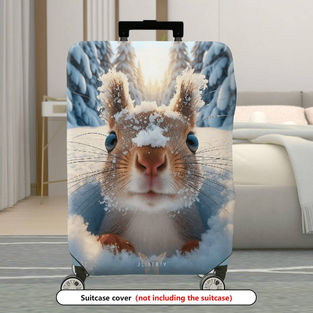 1-Piece Cute Snowy Forest Animal Winter Squirrel  Suitcase Luggage Cover, Stretch Protective Sleeve