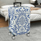 1-Piece Blue Vintage Floral Bird Pattern Damask  Suitcase Luggage Cover, Stretch Protective Sleeve