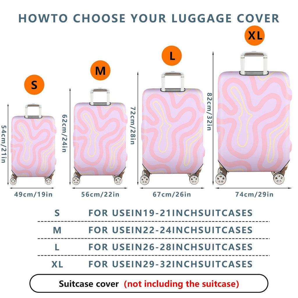 1-Piece Abstract Wavy Groovy Pink Purple  Suitcase Luggage Cover, Stretch Protective Sleeve