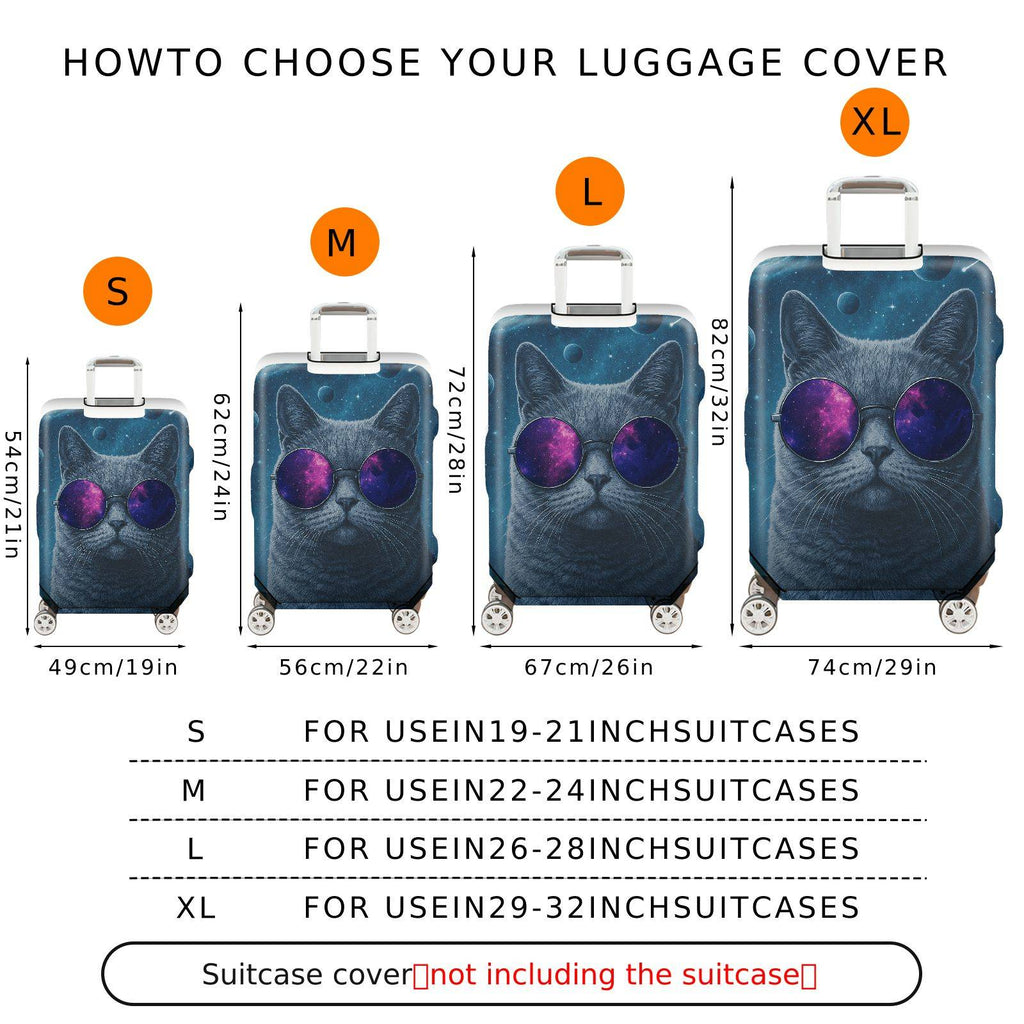 1-Piece Galaxy Cat Space Cosmic Astronaut Art  Suitcase Luggage Cover, Stretch Protective Sleeve