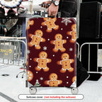 1-Piece Gingerbread Christmas Snowflake Holiday Red  Suitcase Luggage Cover, Stretch Protective Sleeve
