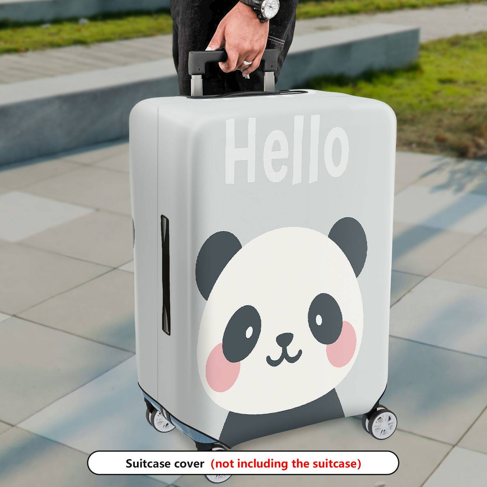 1-Piece Cute Panda  Hello Printed  Suitcase Luggage Cover, Stretch Protective Sleeve