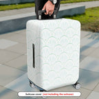 1-Piece Abstract Geometric  Green Scallop Pattern  Suitcase Luggage Cover, Stretch Protective Sleeve