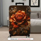 1-Piece Crown Rose Butterfly Floral Luxury Sparkling  Suitcase Luggage Cover, Stretch Protective Sleeve