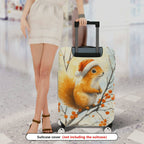 1-Piece Christmas Holiday Snow Squirrel Orange Berry  Suitcase Luggage Cover, Stretch Protective Sleeve
