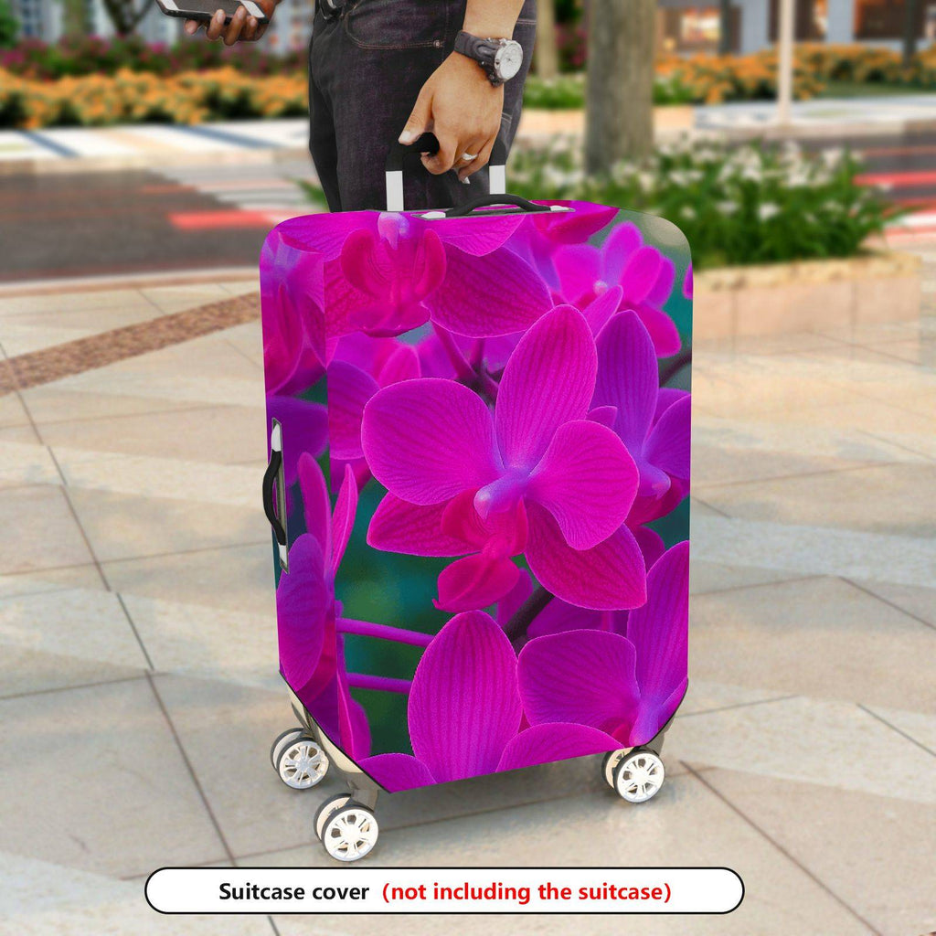 1-Piece Orchid Floral Pink Nature Vibrant Exotic  Suitcase Luggage Cover, Stretch Protective Sleeve